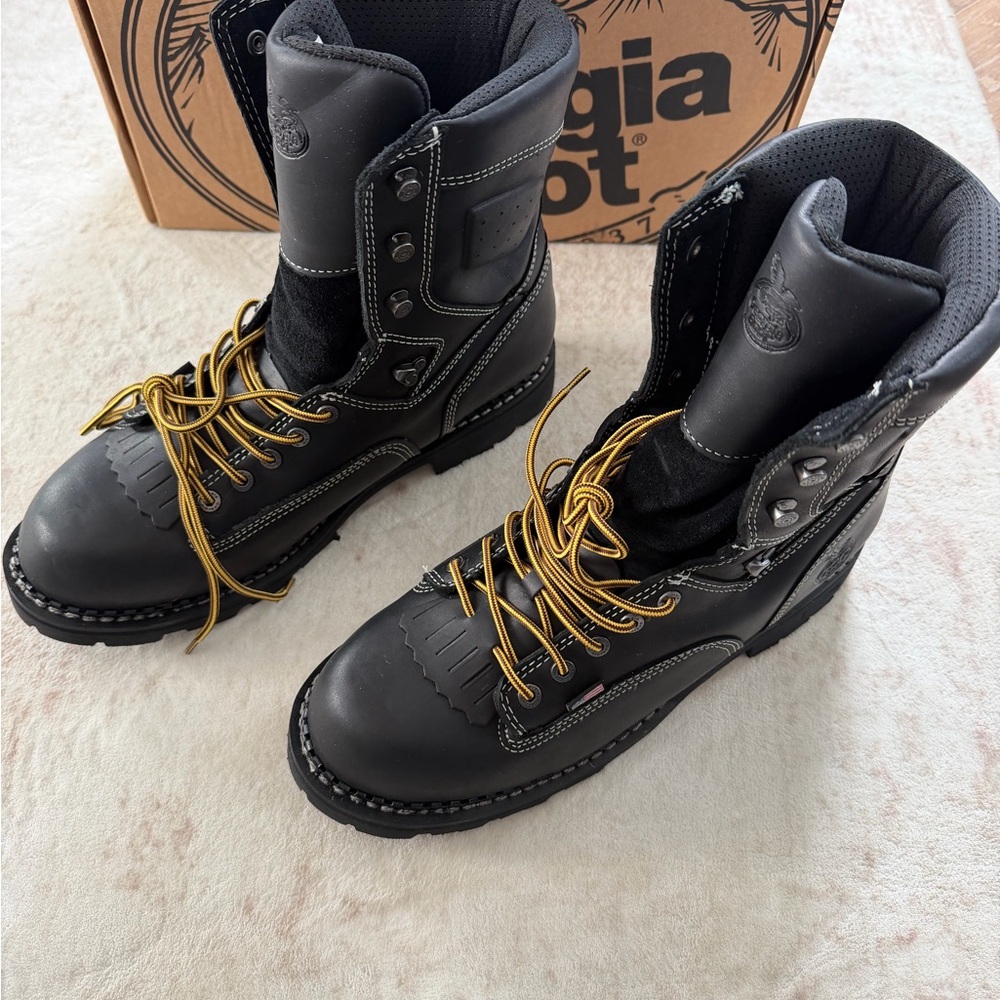 Georgia Boot Men's USA Logger Waterproof Work Boots Black 12W - Picture 3 of 8